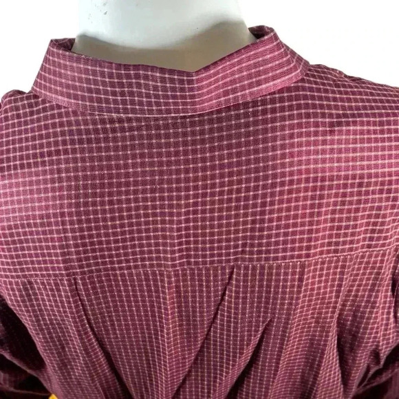Johnston & Murphy Size XL Maroon Check Tencel Long Sleeve Button Down Shirt - Picture 8 of 10